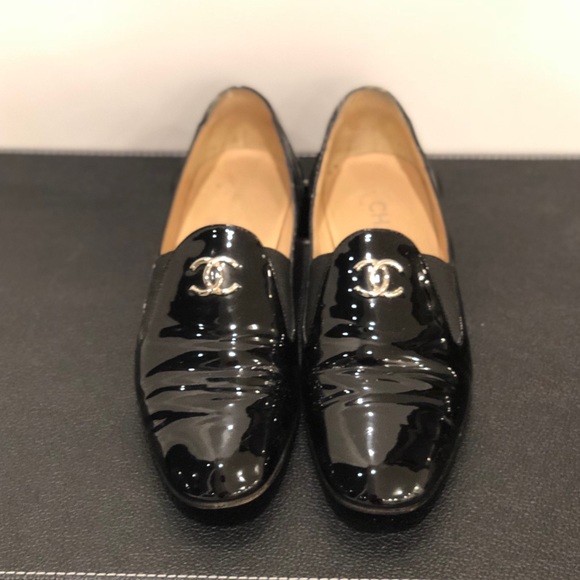 CHANEL Shoes - Chanel patent leather black loafers size 37.5